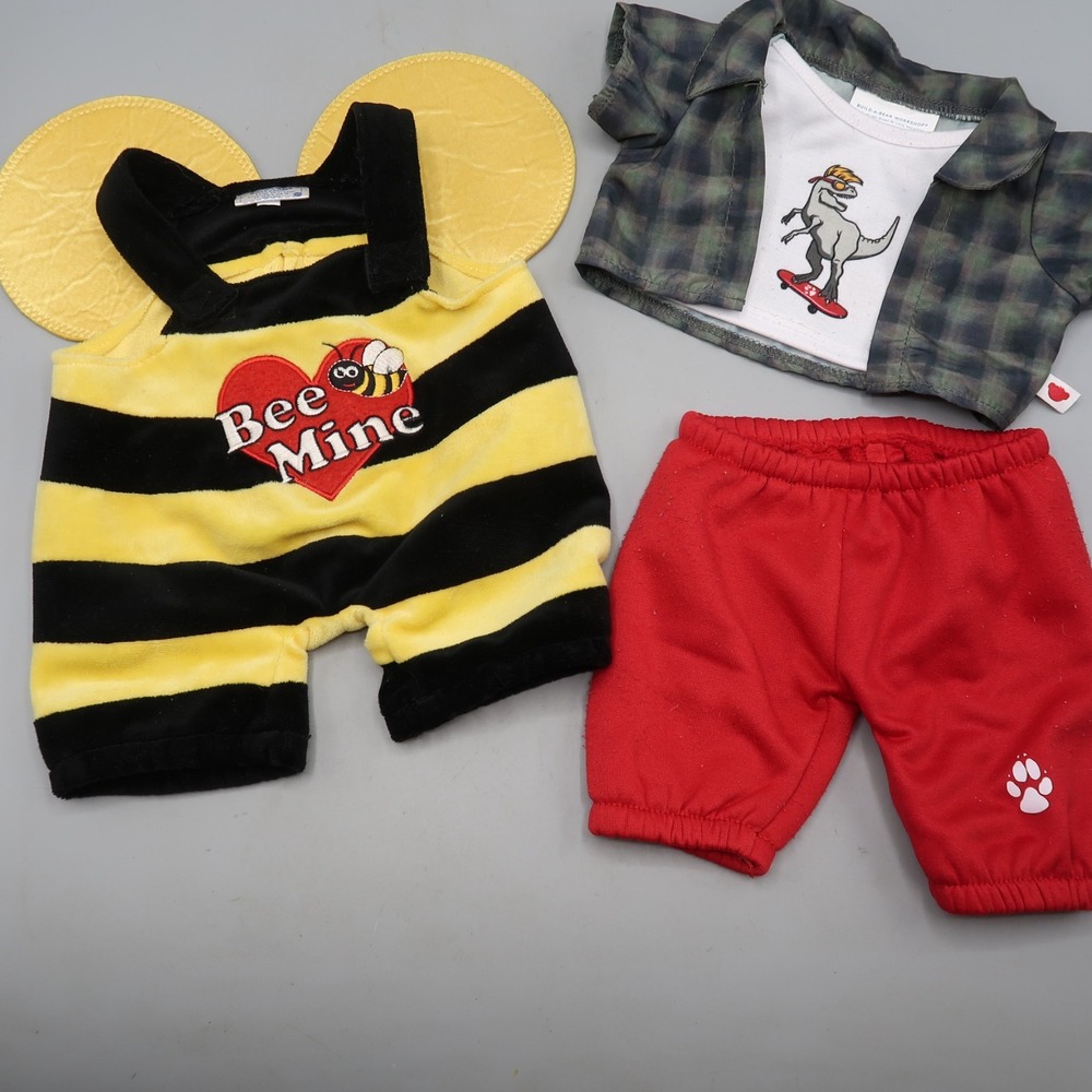 Build A Bear Clothes Lot Outfit Bundle Bee Costume & Dino Tshirt pants
